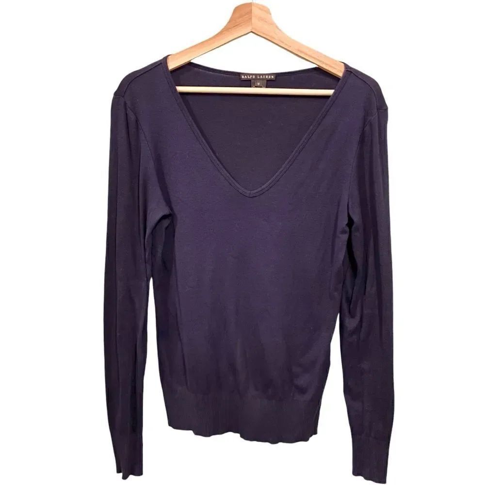 Vintage Ralph Lauren V-neck Long Sleeve Sweater in Size Medium Made in USA